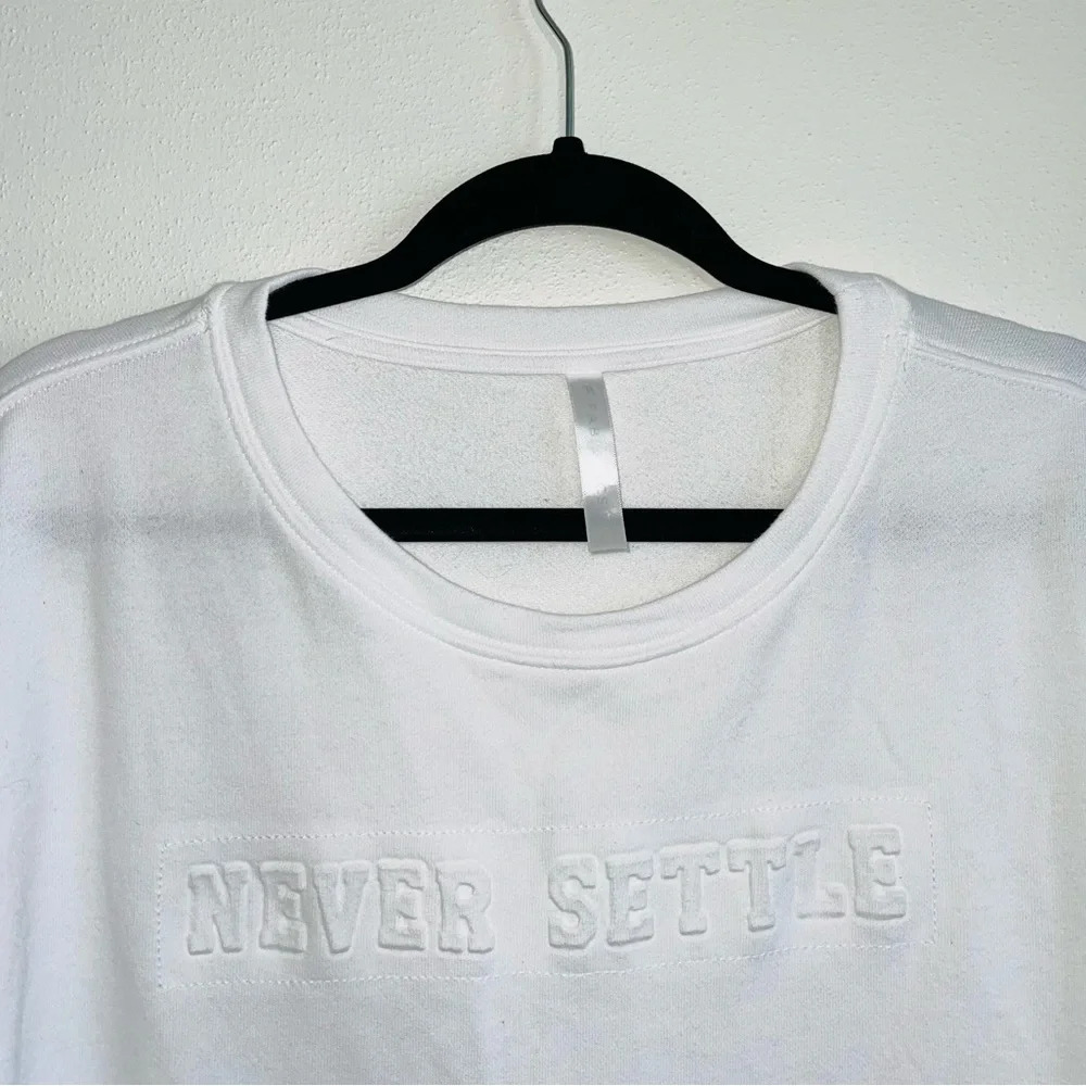 Fabletics Never Settle White Pullover Graphic Swe… - image 3